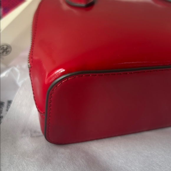 Tory Burch women’s Warm Red BNWT Emerson patent mini dome satchel - Picture 9 of 14
